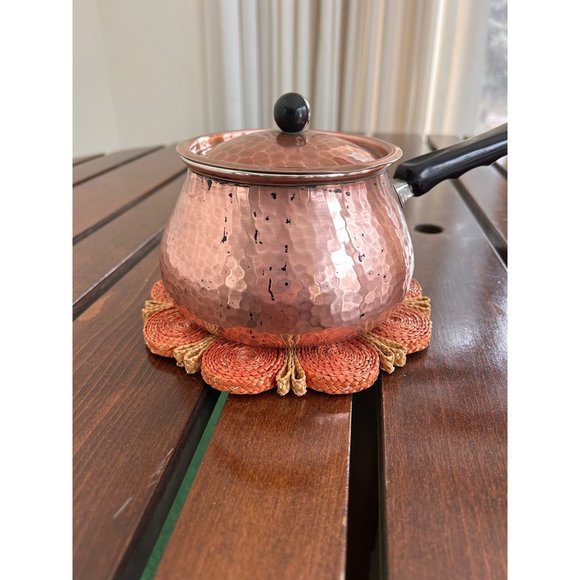 Carbella Vintage Hammered Copper Pot with Lid Made in Germany - Picture 2 of 5